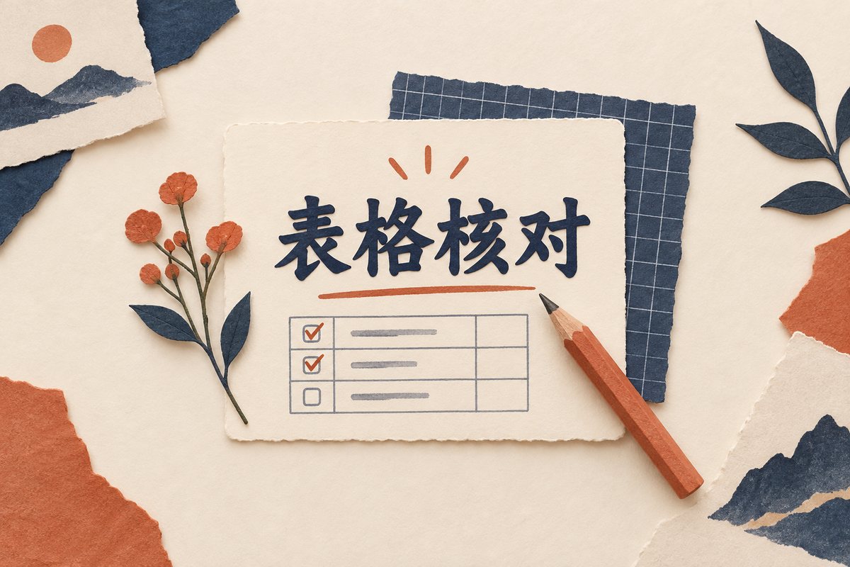 三条聊天核对表格：行列、单位与空白